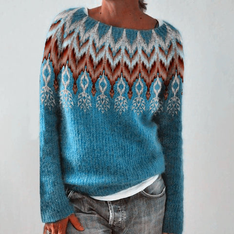 Rundhalsausschnitt, farblich passender, lockerer, modischer Pullover, Strickpullover m300485 