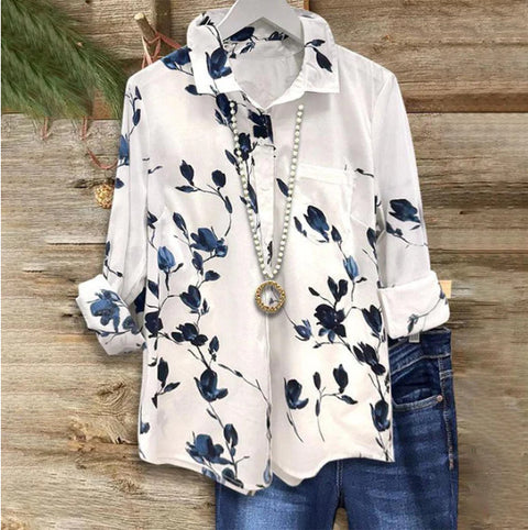 Digital Print Long Sleeve Shirt Urban Lady Print Top M302358