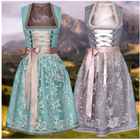 Oktoberfest women's skirt square neck waist strap lace apron m300483