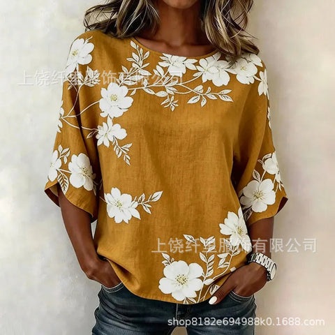3D printed floral pattern loose versatile top m303041