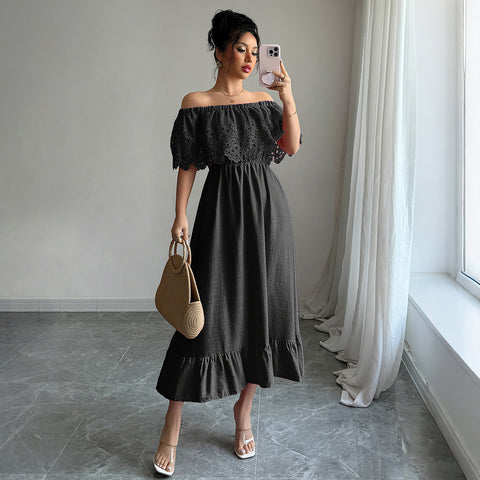 Elegantes, schulterfreies A-förmiges langes Kleid m301401 