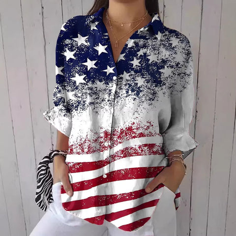 Spring women's long-sleeved shirt 3D digital printing women's casual loose shirt m302475