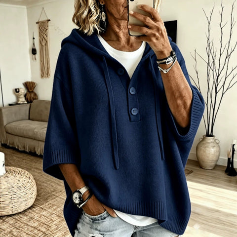Half-open button lazy wind sweater autumn and winter solid color versatile m303201