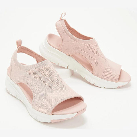 Chaussures d'été en maille à semelles épaisses, à enfiler, style bouche de poisson, décontractées, pour femmes, M3331069 