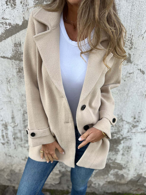 Herbst und Winter neue Damen Wolljacke lässig locker Revers gefälschte Tasche Strickjacke m300613 