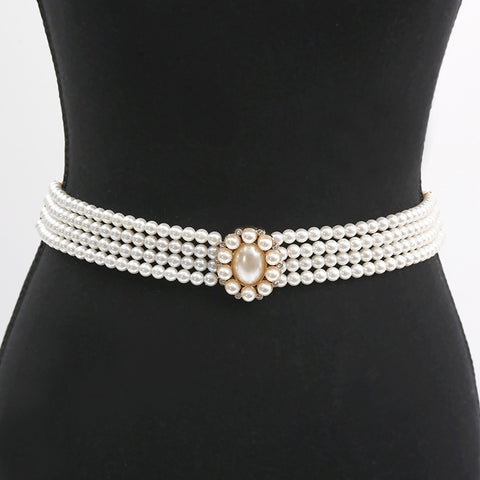 Damen Kette Perlen Strass mit Gürtel M3331056