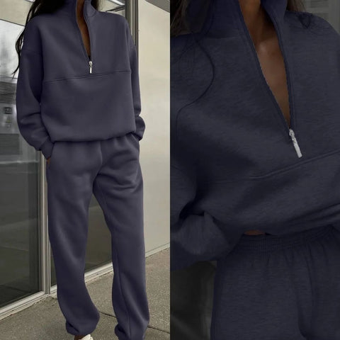 Casual fashion thickened long-sleeved sweater and trousers two-piece set m302209