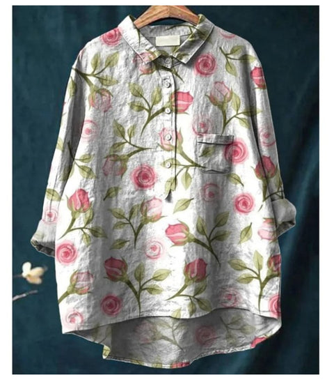 Lässiges Damen-T-Shirt mit Rundhalsausschnitt und lockerem Druck in großen Größen m301283 