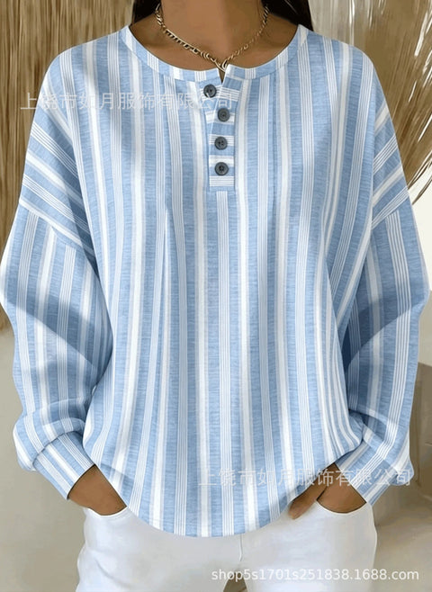 Digital Printed Women's Loose Casual Striped Fashion Pullover M303048