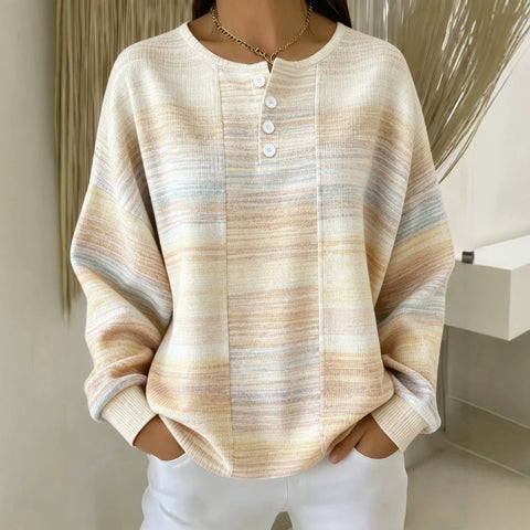 Delicate plaid fashion print women's button sweater FF303387