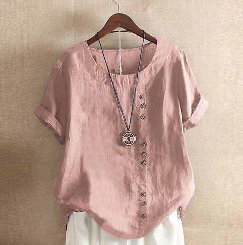 T-shirt ample en coton et lin pour femme, vêtement en coton et lin m300111 