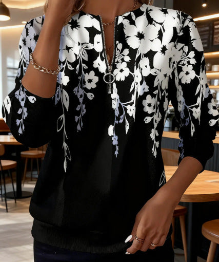 Printed sweater casual sweatshirt top m302179