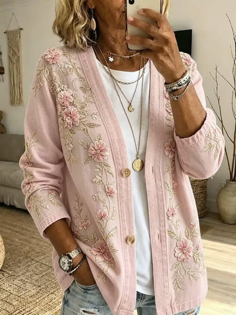 Women's New Flower Stems Printed Women's Fashion Windbreaker Top FF303283