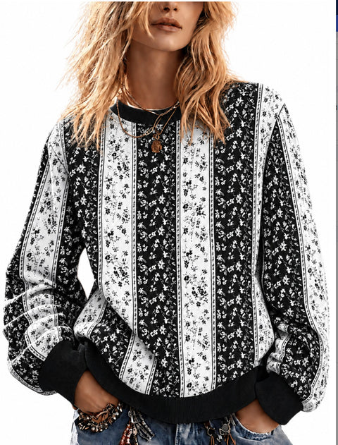 Casual Crew Neck Long Sleeve Pullover 3D Digital Printing Women's Sweater FF303429 02