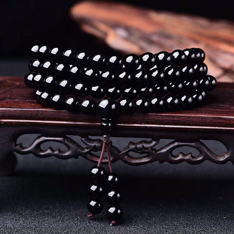 Armband aus natürlichem Obsidian mit 108 Perlen m3331285