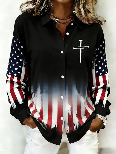 Spring women's long-sleeved shirt 3D digital printing women's casual loose shirt m302475