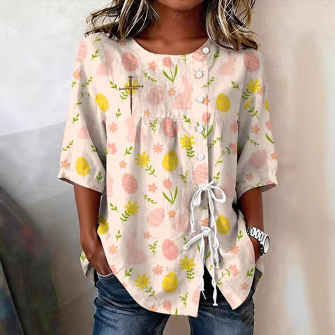 Women's long-sleeved shirt print top m302759
