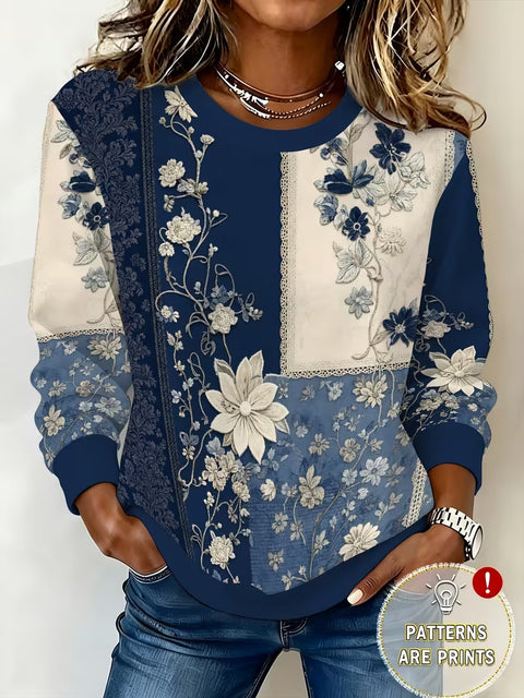 Casual Crew Neck Long Sleeve Pullover 3D Digital Printing Women's Sweater FF303429 01