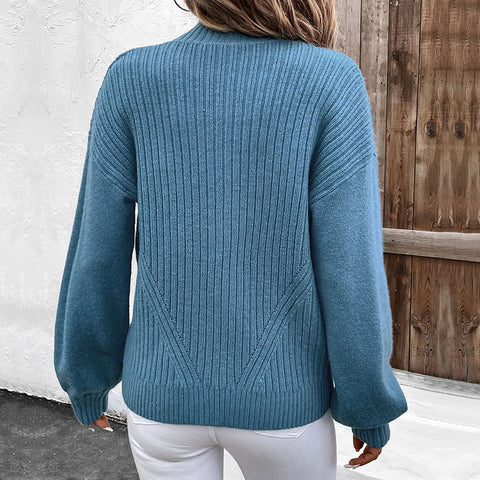 Herbst und Winter Damenbekleidung Stehkragen einfarbige Strickjacke Pullover Jacke m300624 