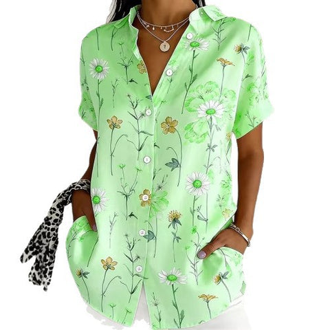 Short Sleeve Top Button Shirt Women's Shirt Women's Shirt m302368