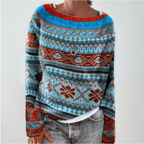 Rundhalsausschnitt, farblich passender, lockerer, modischer Pullover, Strickpullover m300485 