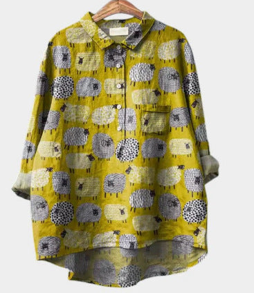 Lässiges Damen-T-Shirt mit Rundhalsausschnitt und lockerem Druck in großen Größen m301283 