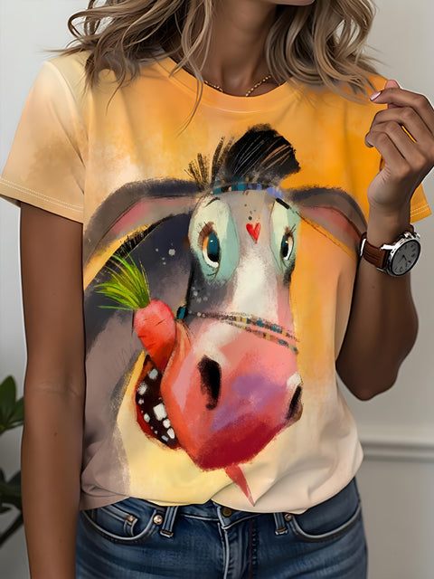 Women's Crew Neck Short Sleeve Casual Fashion Top m302607