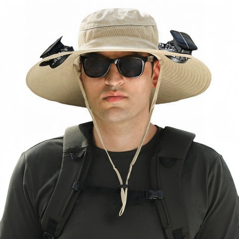 Chapeau de ventilateur solaire d'été pour la maison avec pare-soleil de ventilateur casquette de protection solaire m3331324