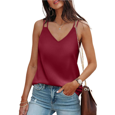 Sommer neue einfarbig V-ausschnitt sling weste lose T-shirt top m301495 