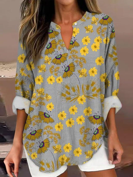 T-shirt ample à col ras du cou pour femme, imprimé floral 3D, mode féminine, m301357 