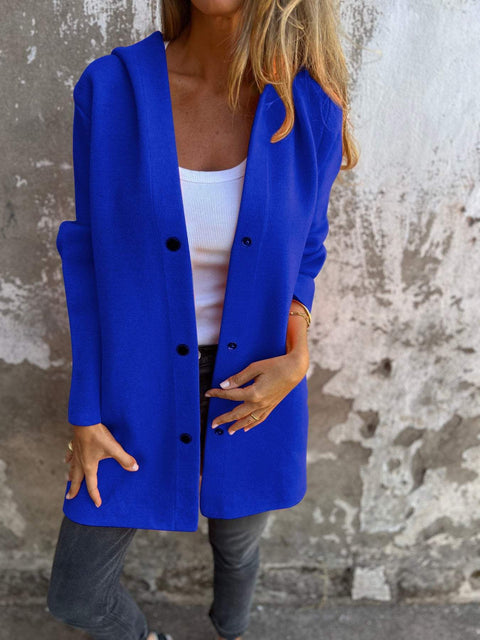 Einfarbige, lässige einreihige Kapuzenjacke für Herbst und Winter m300432 