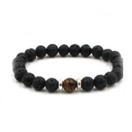 Elastisches Armband aus schwarzem Gallenstein, Totenkopf-Anhänger, natürliches Türkis, Tigerauge, Quaste, Kristall, Vulkanstein, Perlenarmband m3331320