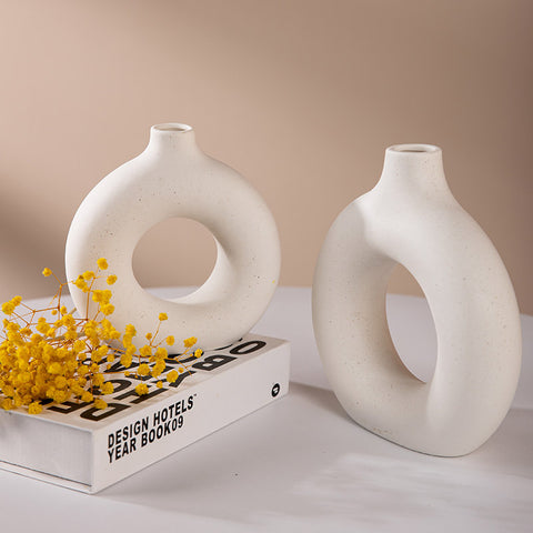 Kreisförmige Vasendekoration aus Keramik, Blumenarrangement für das Wohnzimmer, m33311014