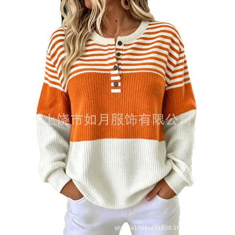 3D printed 4-button loose women's sweater FF303282