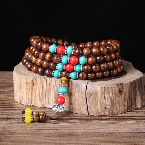 Natürliches vietnamesisches Huanghuali-Armband mit 108 Buddha-Perlen, Lotusarmband aus Palisander, duftendes Wenwan-Holzarmband m3331302