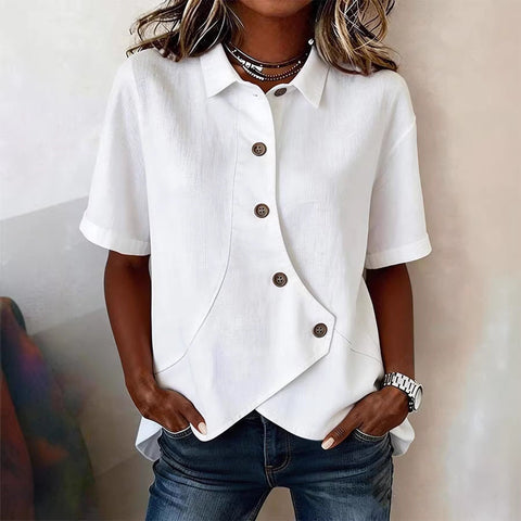 Ladies casual solid color irregular shirt m302626