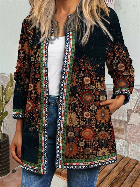 Autumn and winter retro ethnic style print jacket cardigan m303251 03