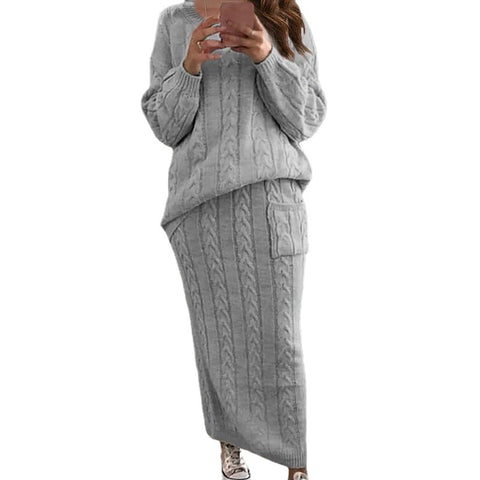 Fashion twist flower needle sweater women's suit skirt m300506