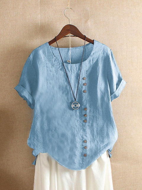 T-shirt ample en coton et lin pour femme, vêtement en coton et lin m300111 