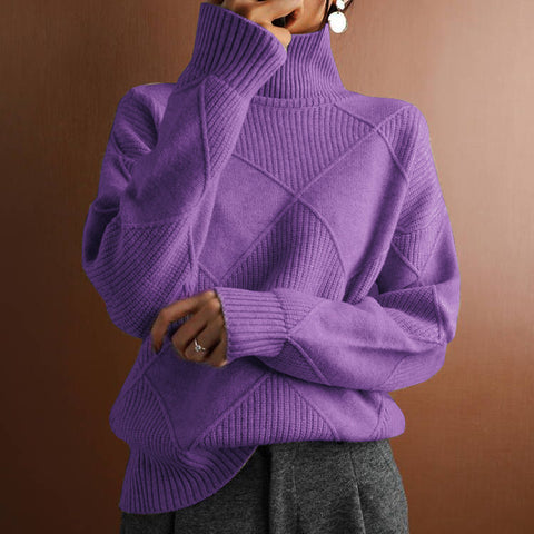 Pullover lose temperament pendler gestrickte pullover einfarbig rollkragen raute mode pullover frauen m300510 