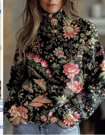 Christmas abstract print casual cape jacket cardigan sweater m302114