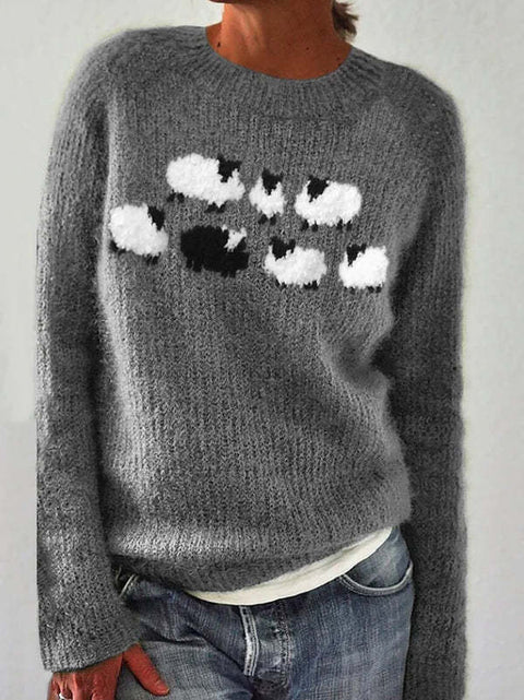 Neuer Pullover mit Rundhalsausschnitt, farblich passender, lockerer, modischer Pullover, Strickpullover m300454 