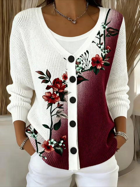 Autumn and winter European size 3D digital printing women's shoulder cardigan sweater FF303406 02