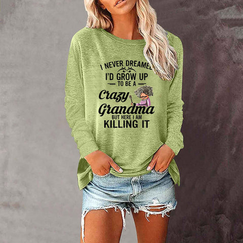 T-shirt ample à manches longues et col rond pour femme, imprimé commerce extérieur, M300920 