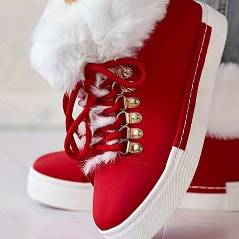 Short long fur leather boots m302293