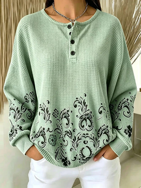 Women's new retro delicate flower print sweater FF303313