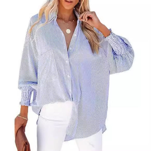 Chemise ample à manches longues pour femme, vêtement décontracté, nouvelle collection, avec poche, m301376 