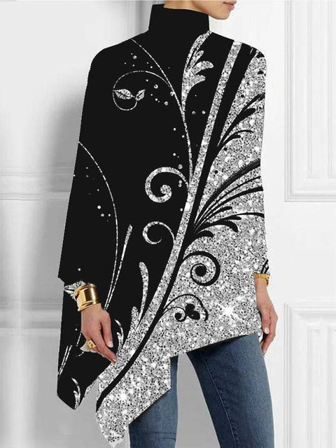 3D printing loose turtleneck urban casual women's T-shirt m302409