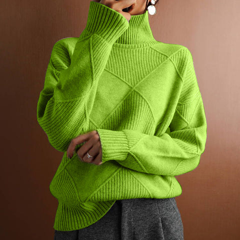 Pullover lose temperament pendler gestrickte pullover einfarbig rollkragen raute mode pullover frauen m300510 