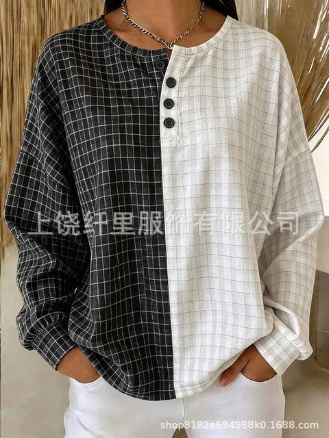 Crew neck 4 buckle spring and autumn fashion pattern 3D printing casual loose women's sweater FF303411 01